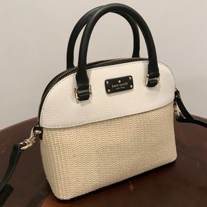 Kate Spade White Cream Black Woven Crossbody Bag